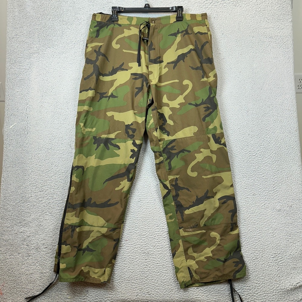 Raven Industries Pants Mens Large Long Green Tiger Camo Cold Weather Waterproof